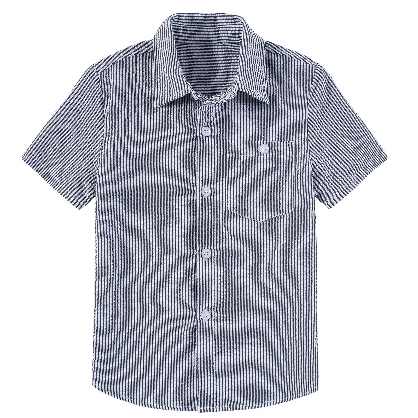 Black stripe boys polo shirt featuring lightweight fabric and a classic vacation-inspired design.