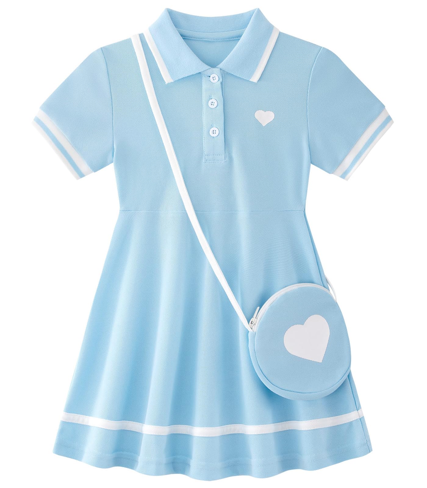 blue girls polo collar dress for toddler summer wear
