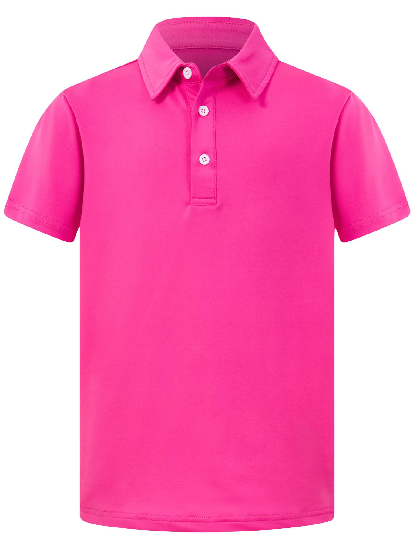 Boys hot pink short sleeve polo shirt with comfortable stretch material for daily outfits and summer activities.