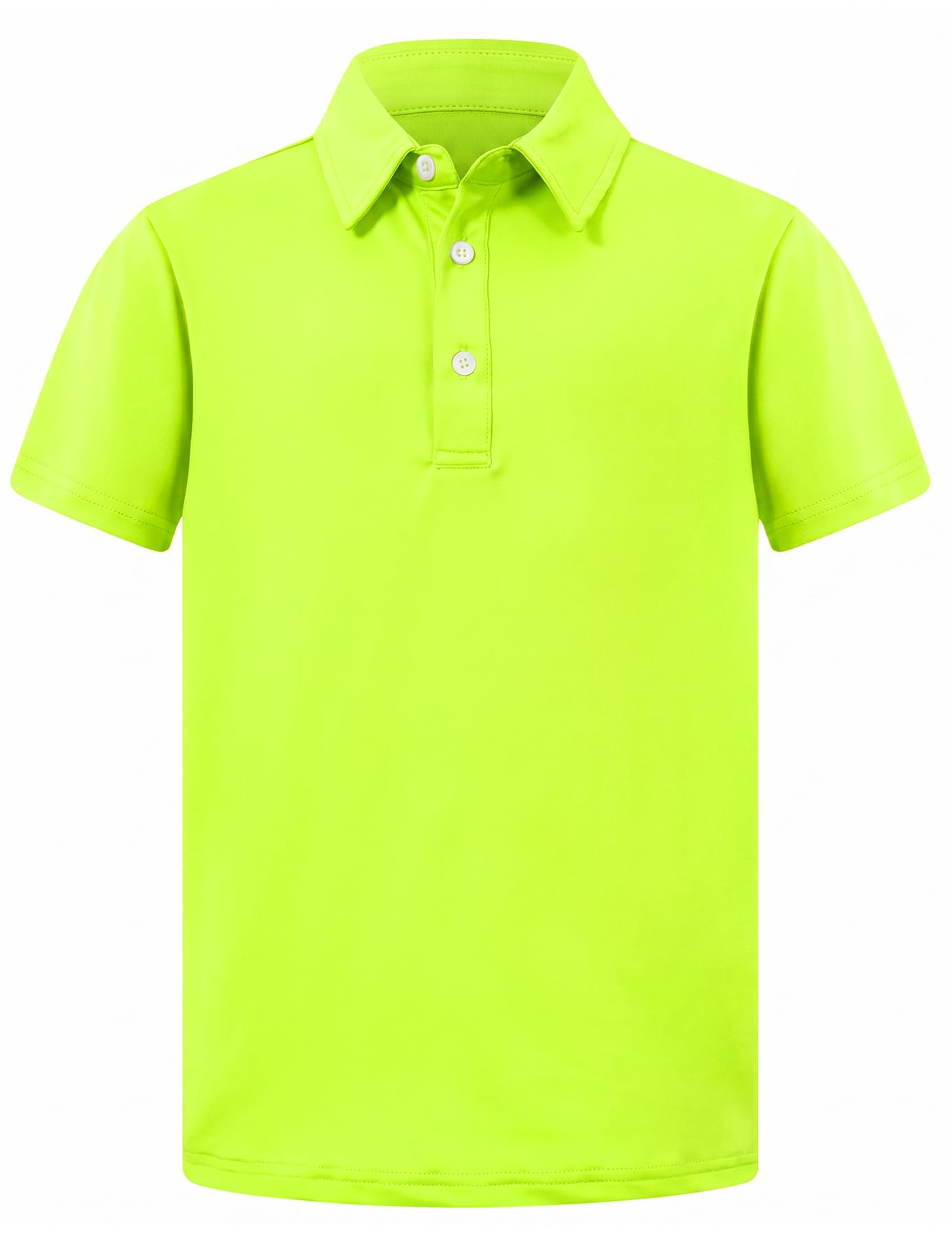Boys neon yellow short sleeve polo shirt with breathable stretch fabric for summer activities.