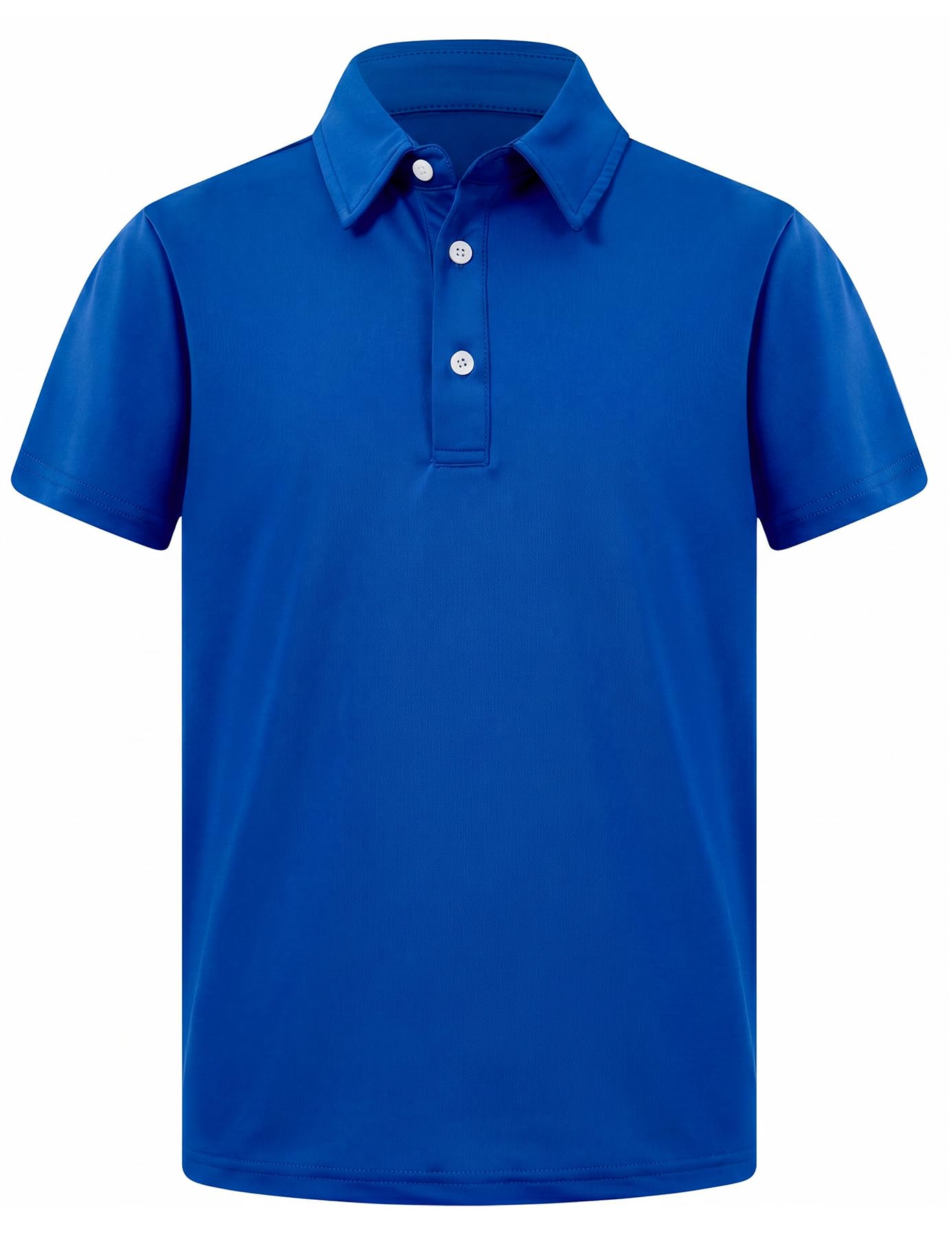 Boys royal blue polo shirt with classic collar and flexible stretch fabric for everyday comfort.