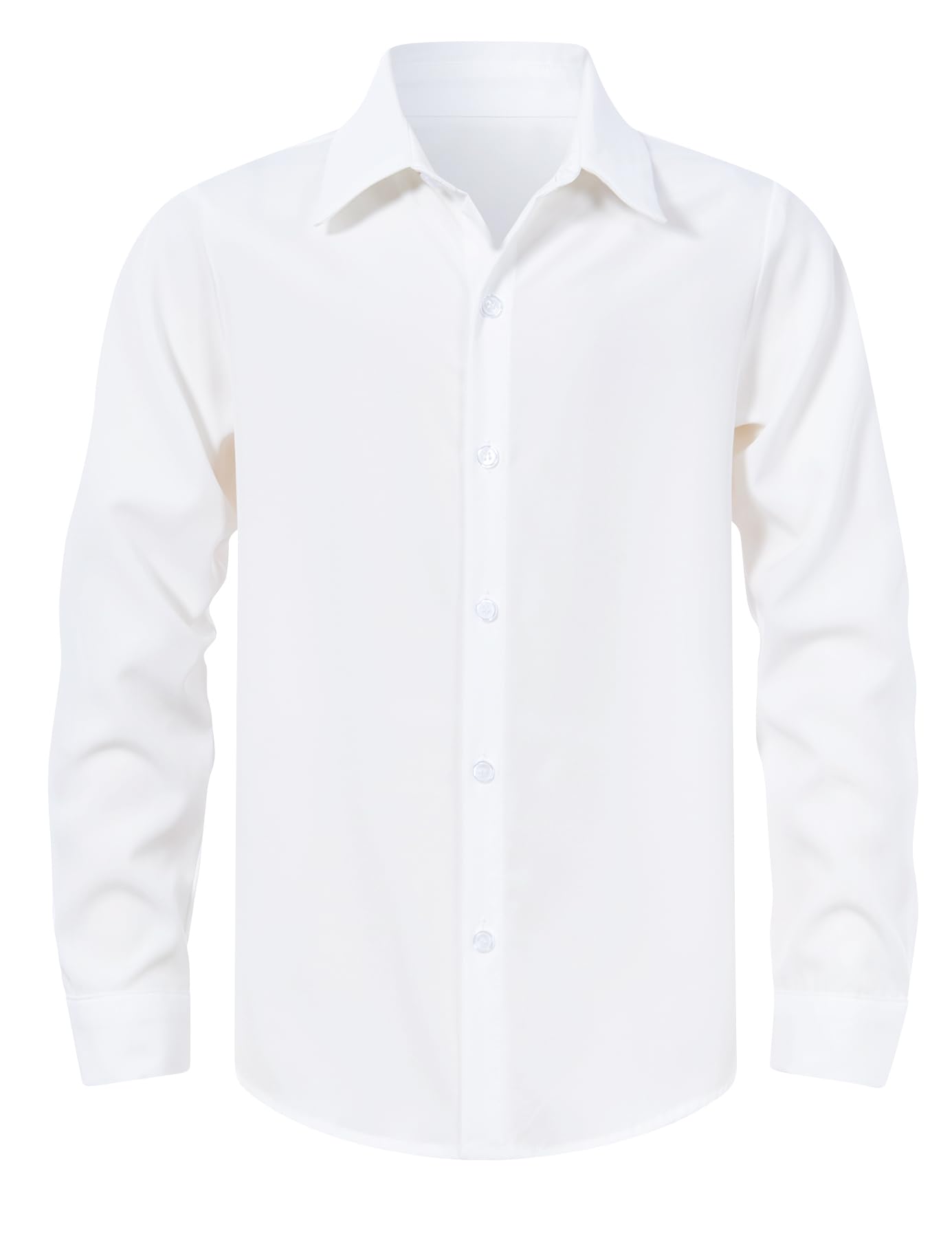 Boys white long sleeve formal shirt with classic collar, ideal for weddings, school uniforms and special events.