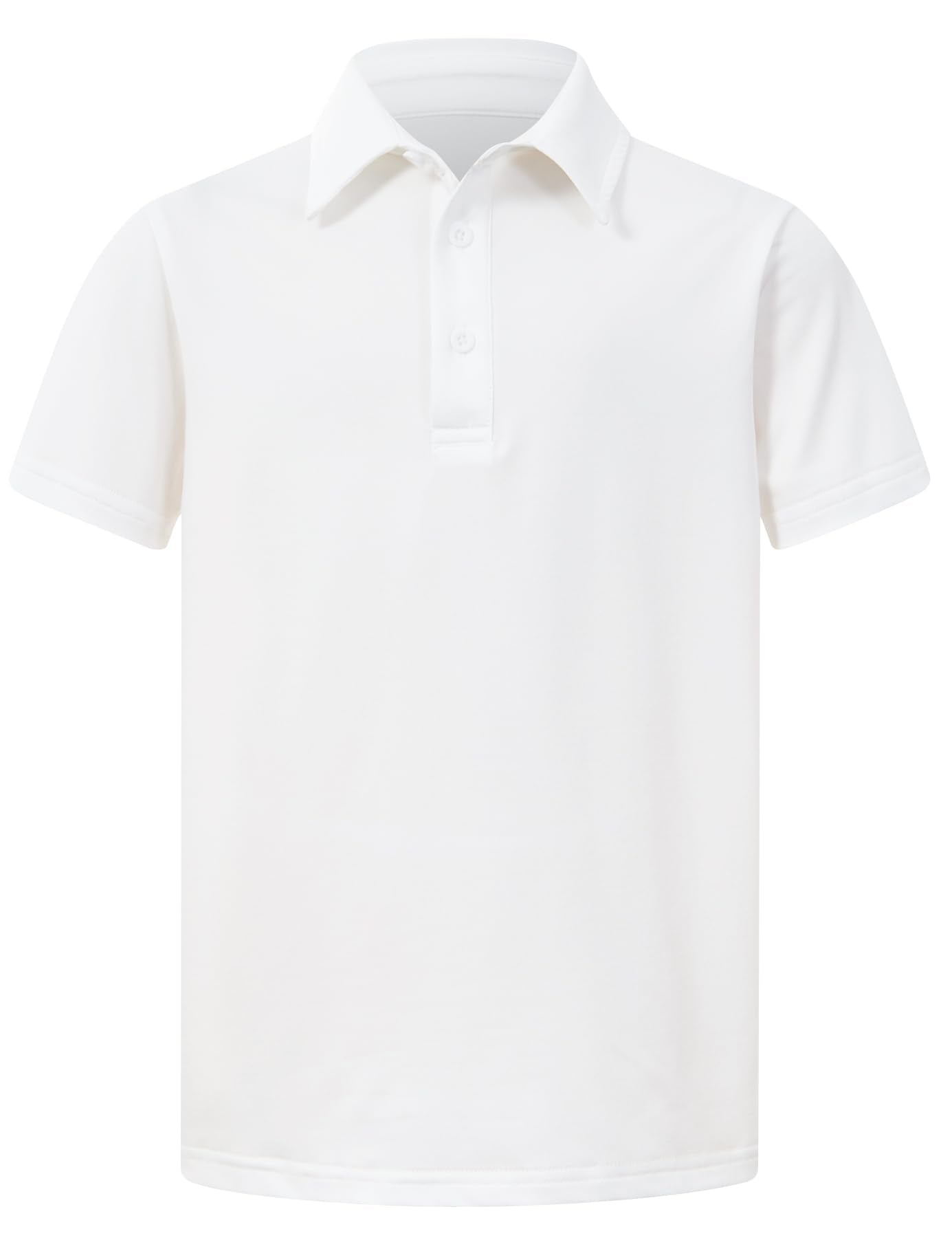 Boys white polo shirt with short sleeves and clean classic style, ideal for school uniforms and casual outfits.