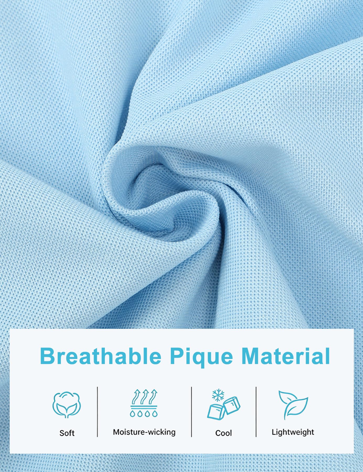 Close up of breathable honeycomb pique fabric on boys polo shirt