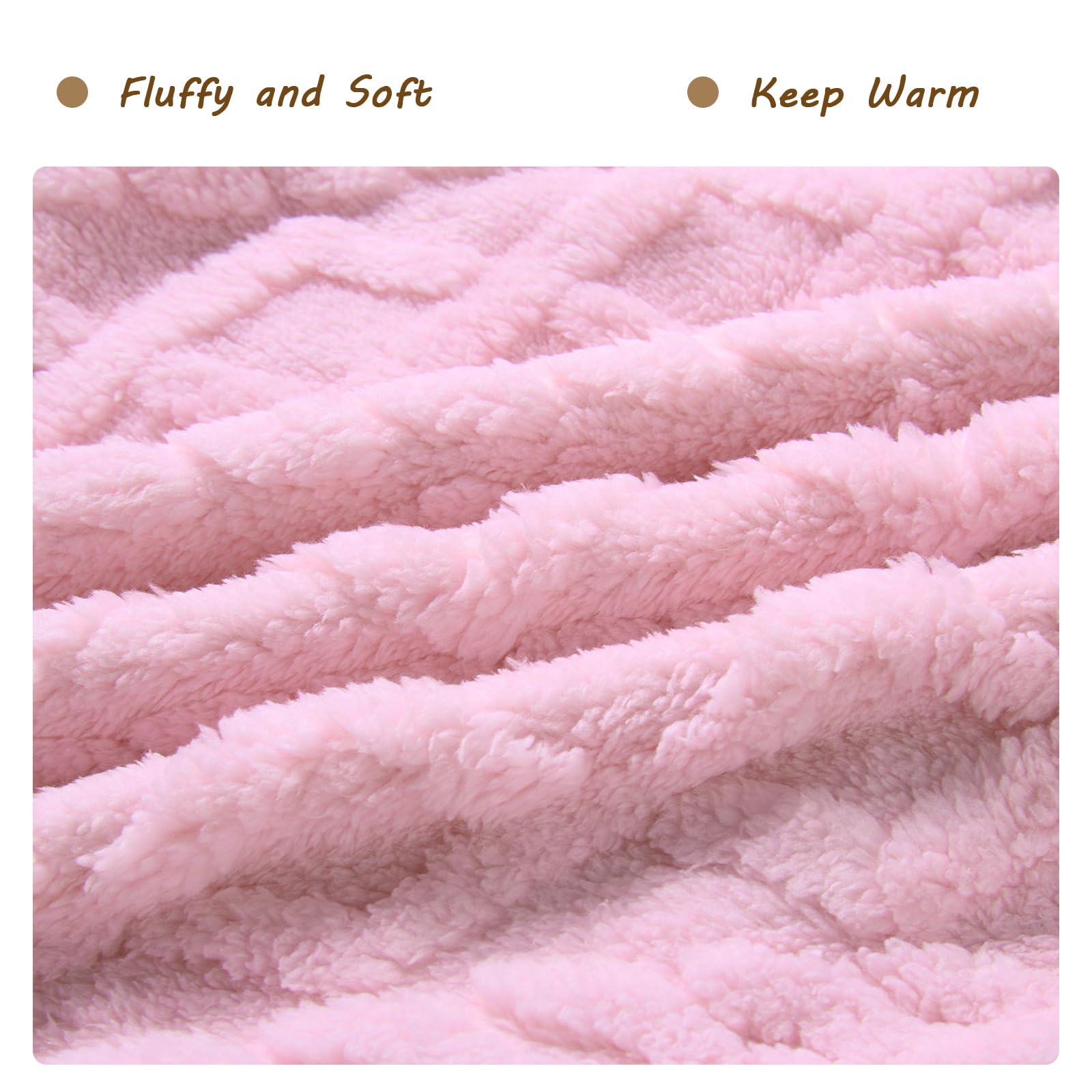 Close-up of girls coral fleece hoodie showing the soft plush texture, warm fabric surface and cozy winter material detail.
