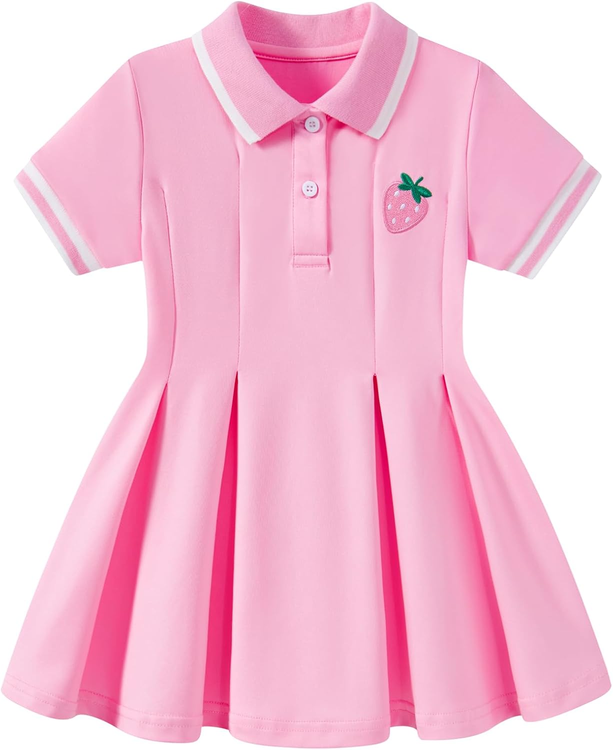 Pink girls polo dress with short sleeves and classic collar design