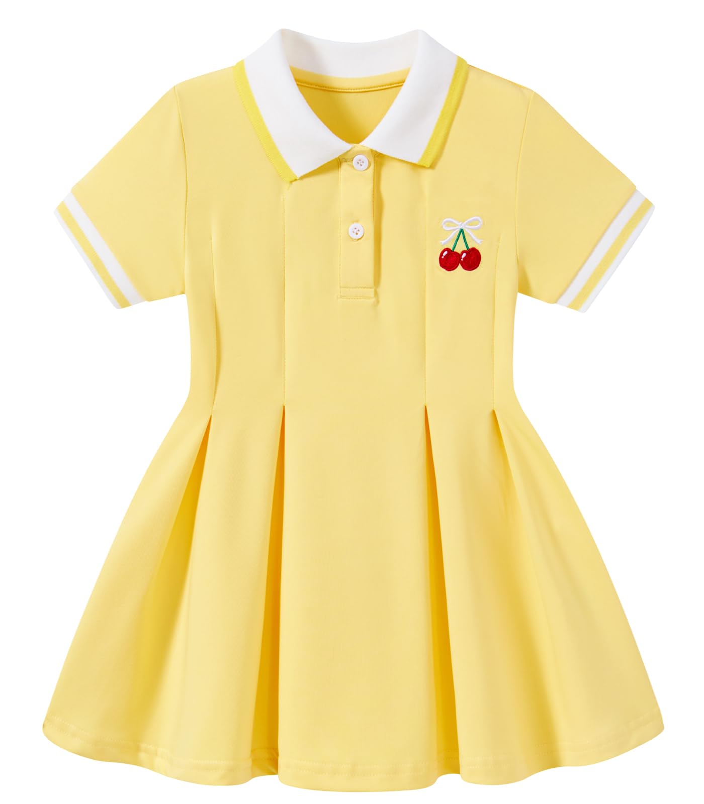 Yellow girls polo dress with bright color and classic collar style