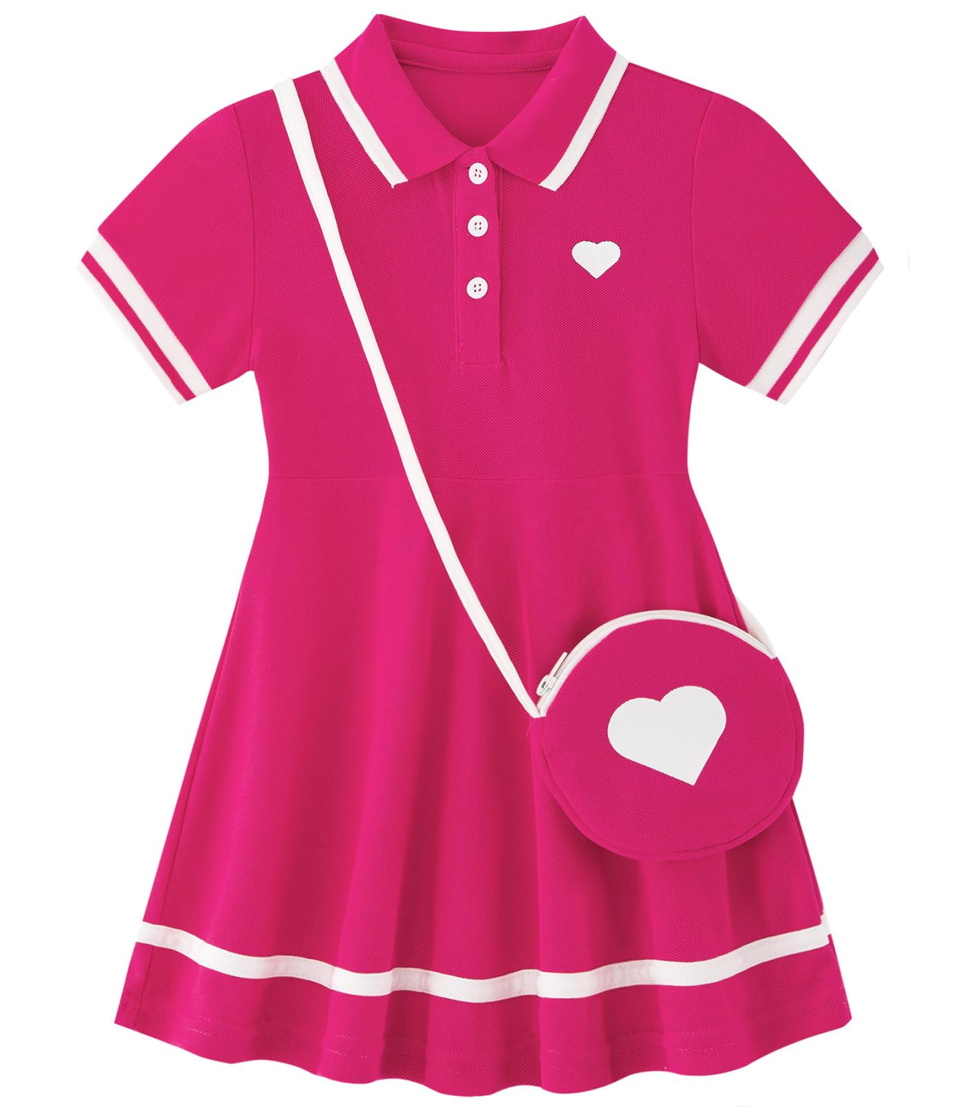 hot pink toddler girls polo collar dress summer outfit
