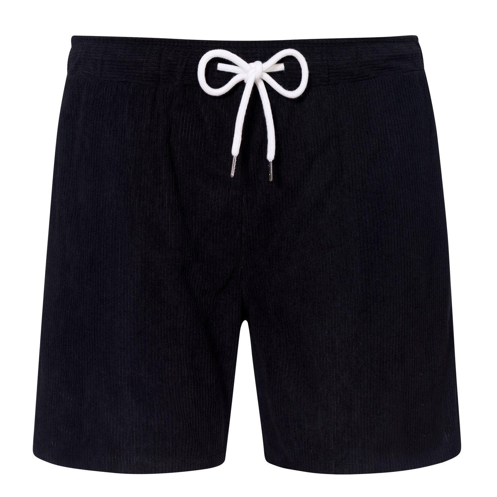 Men black casual shorts with drawstring waist and comfortable fit, suitable for summer vacations and daily wear.