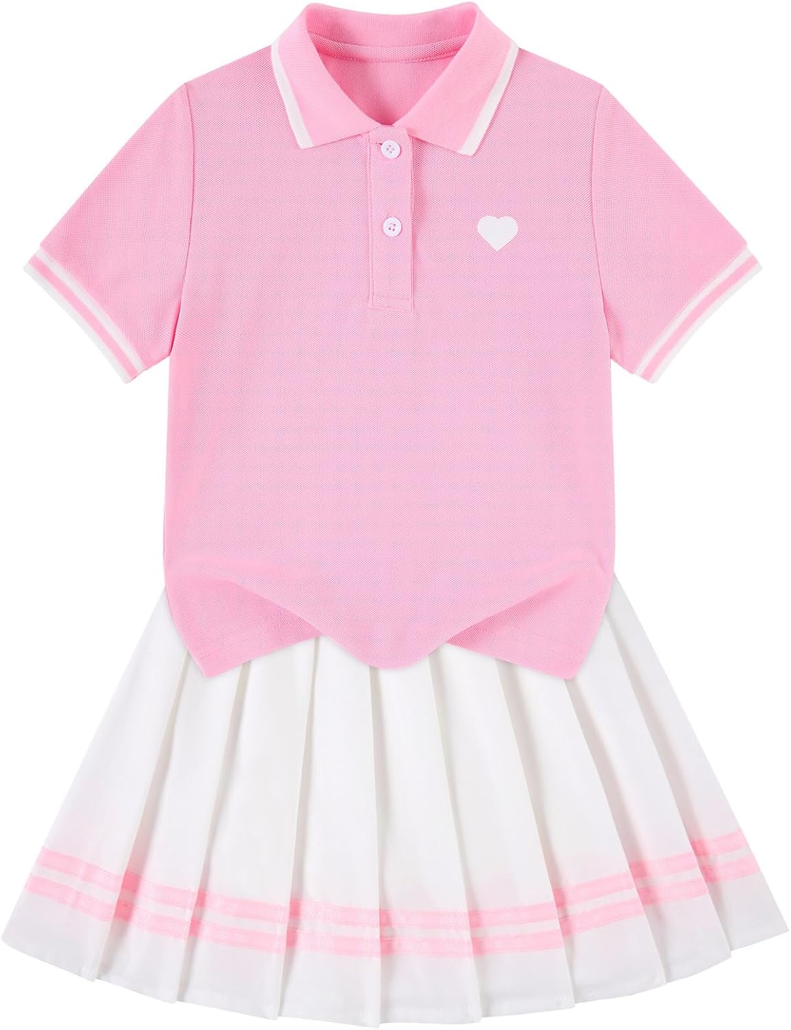 pink girls tennis polo dress set with pleated skirt toddler preppy summer outfit
