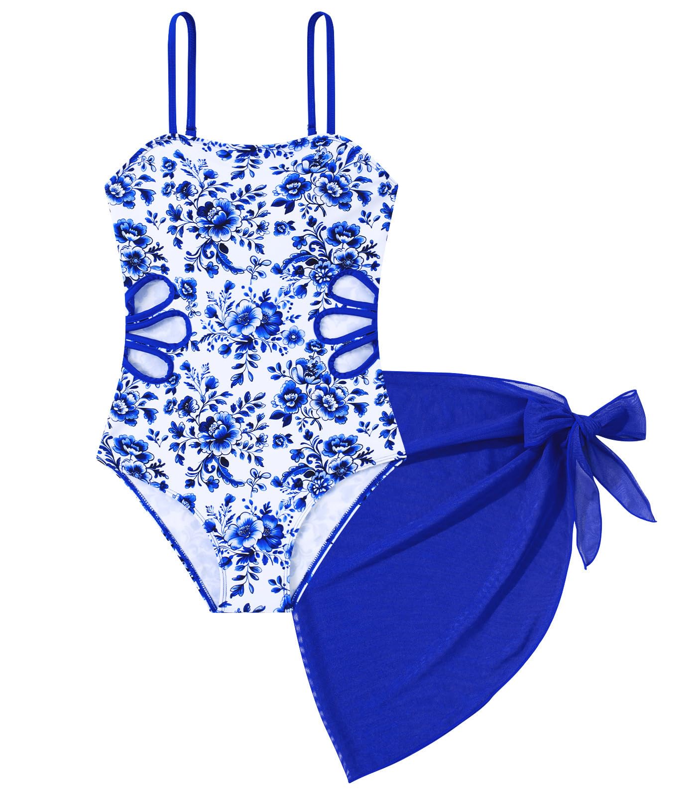 royal blue girls one piece swimsuit for beach vacations