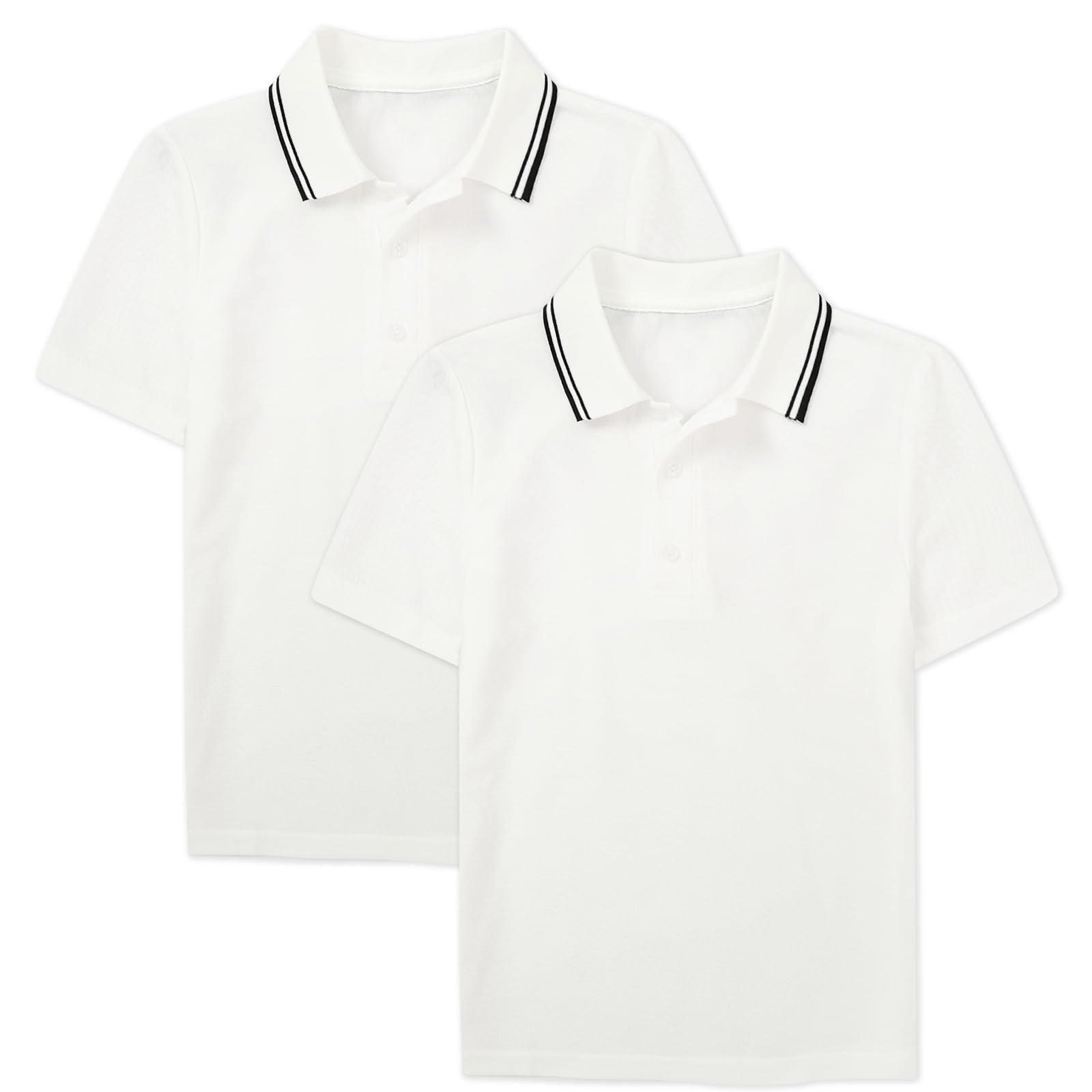 Boys white polo shirts with clean school uniform design