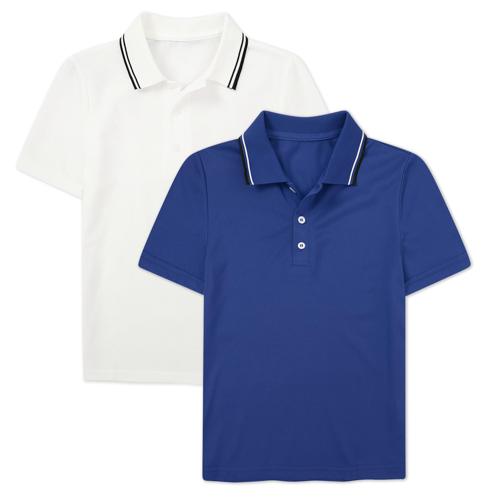Boys white and navy polo shirts with classic uniform style