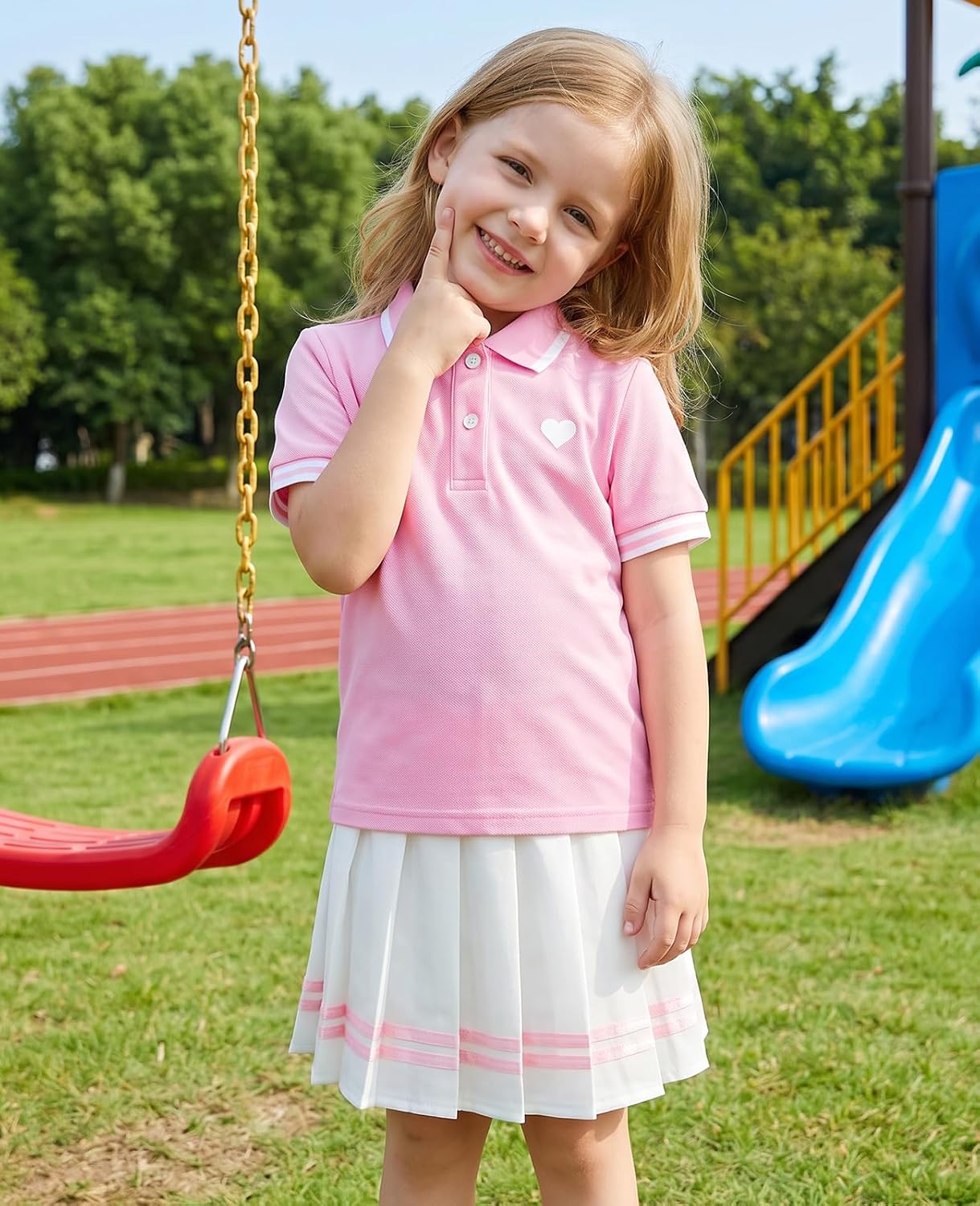 cute little girl in tennis inspired polo dress outfit for summer activities