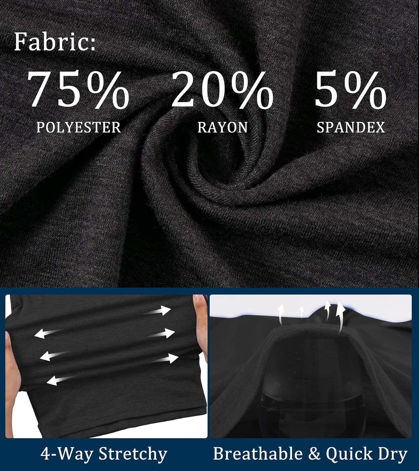 Black men's short sleeve polo shirt with breathable stretch fabric.