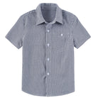 Black stripe boys polo shirt featuring lightweight fabric and a classic vacation-inspired design.