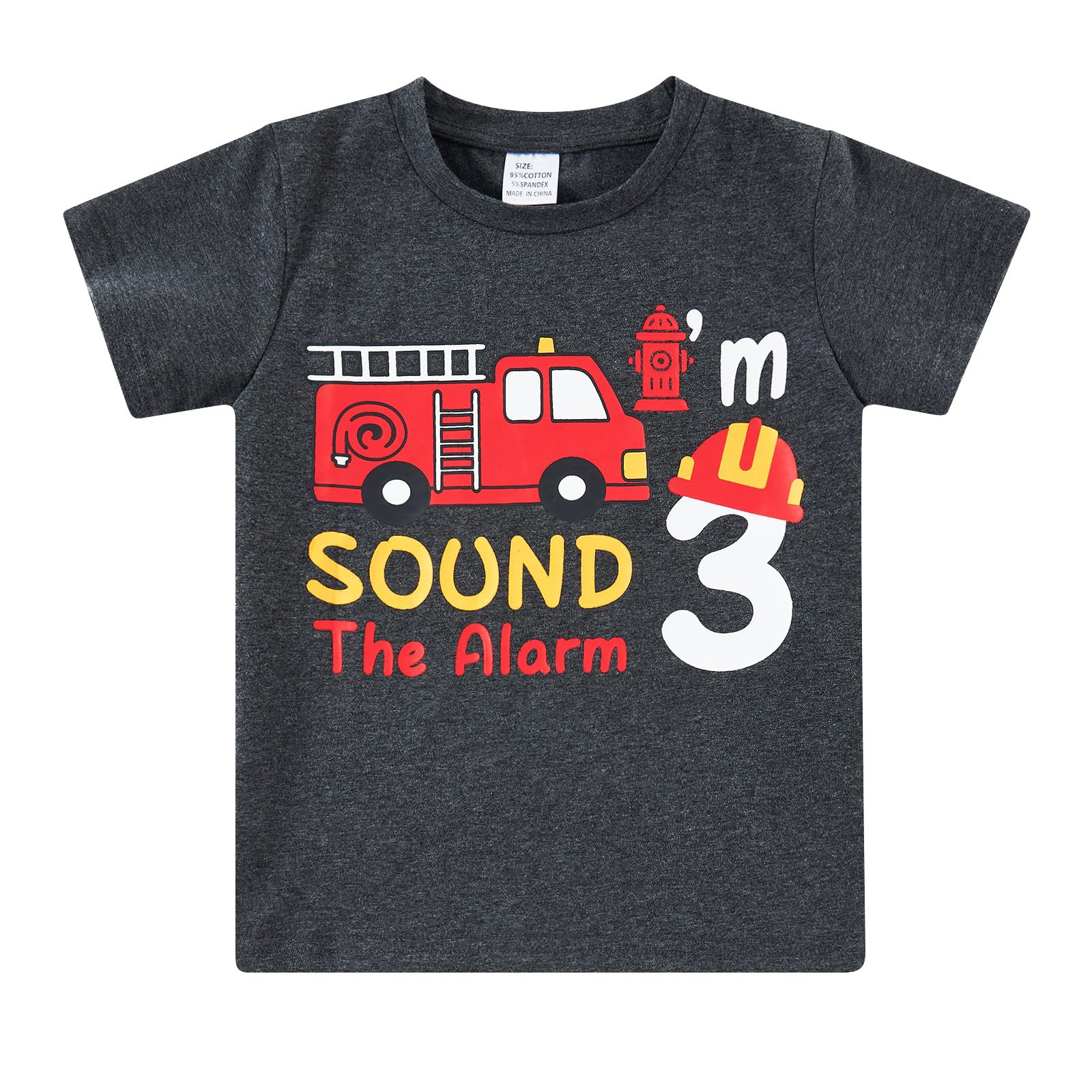Boys car number 3 birthday shirt with vehicle graphic design, comfortable short sleeve tee for kids.