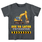 Boys dark grey truck graphic T shirt with fun vehicle print, comfortable short sleeve shirt for kids.