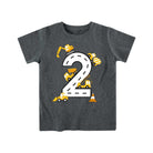 Boys gray number 2 birthday T shirt with fun graphic print, comfortable cotton tee for kids celebrations and everyday wear.