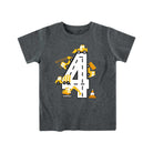 Boys gray number 4 birthday graphic T shirt with fun print design, casual cotton tee for everyday wear.