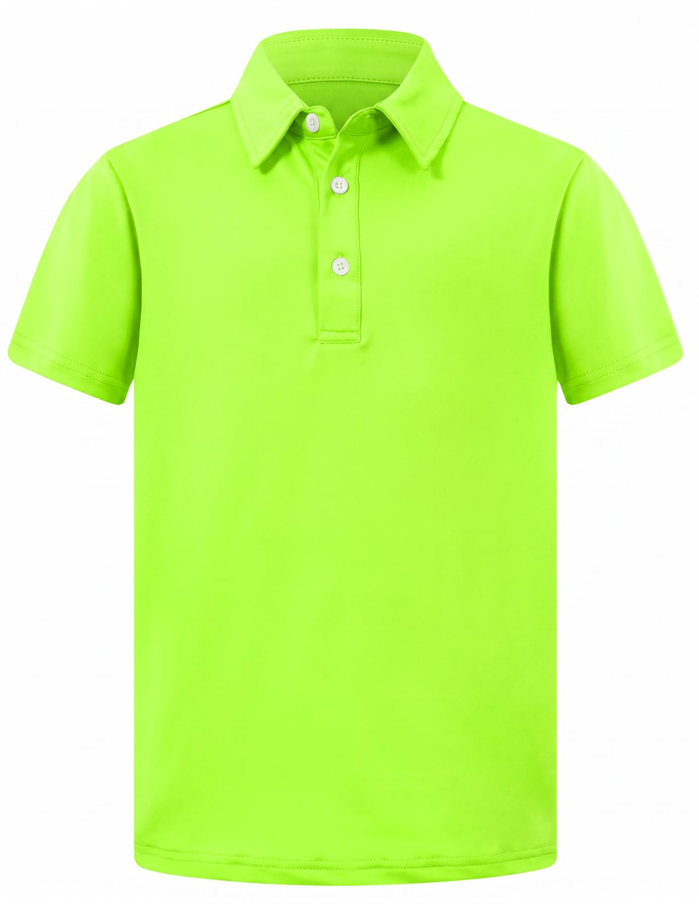 Boys neon green polo shirt with lightweight quick dry fabric for active outdoor play and sports.