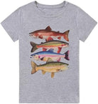 Grey kids t-shirt with realistic ocean fish graphic design