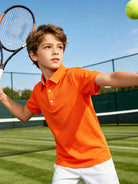 Boys performance polo shirt with stretch fabric for sports, outdoor activities and active play.