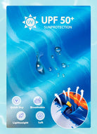 Boys rash guard swim set feature image highlighting UPF 50+ sun coverage for swimming, beach trips and outdoor water activities.
