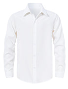 Boys white long sleeve formal shirt with classic collar, ideal for weddings, school uniforms and special events.