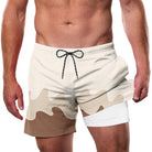 Men's desert camouflage swim trunks with quick dry design