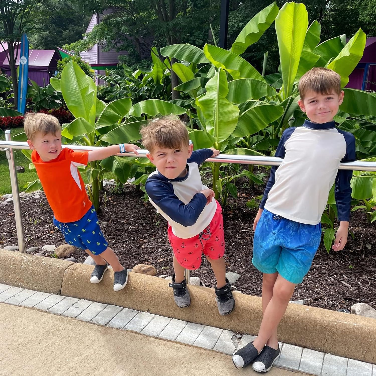 boys tropical swim trunks perfect for family beach vacations and matching summer outfits