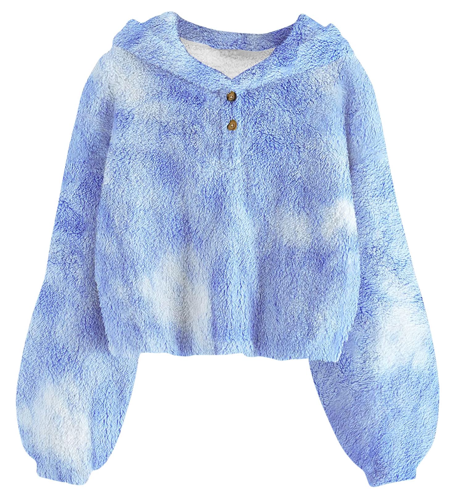 Girls blue fleece pullover hoodie with lightweight warmth and relaxed long sleeve design for school and everyday cool-weather outfits.