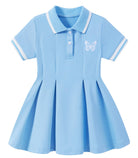 Blue girls polo dress with comfortable short sleeve design