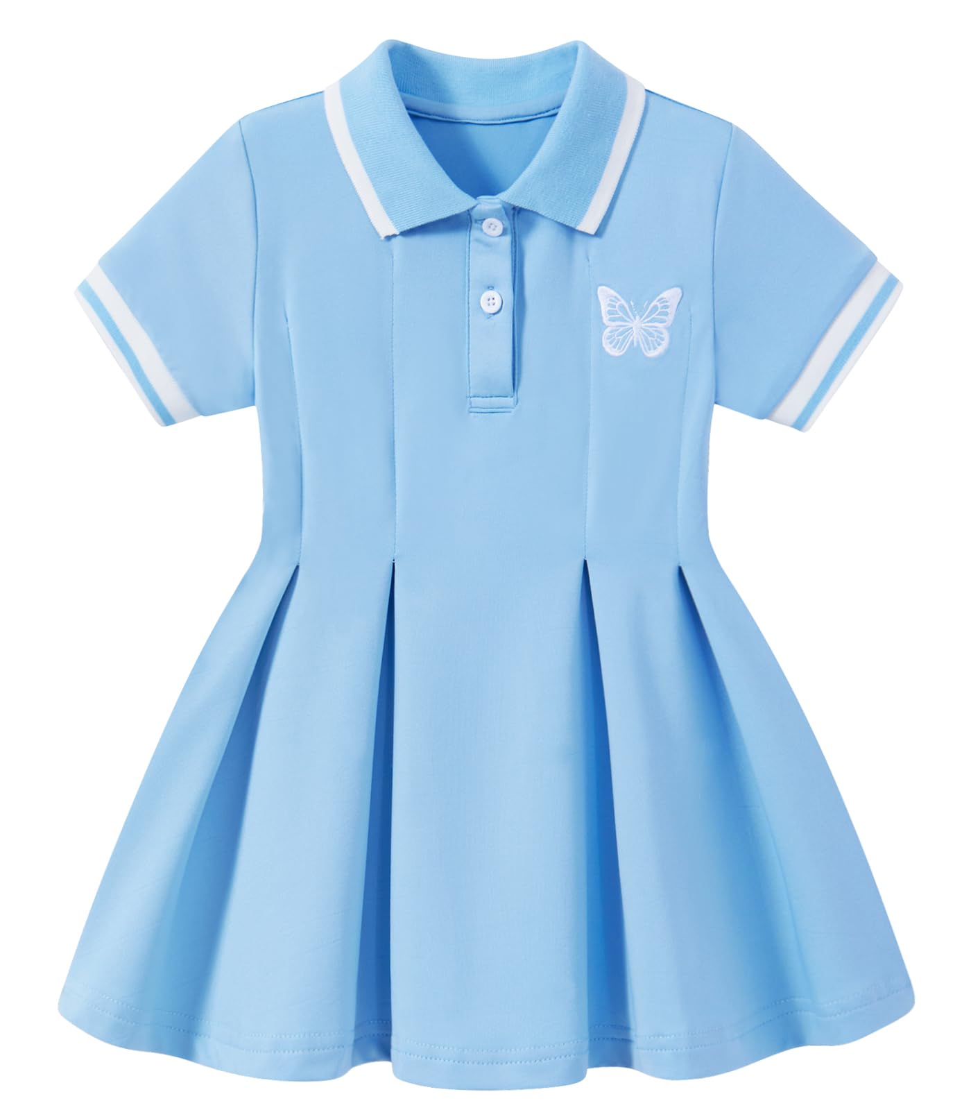 Blue girls polo dress with comfortable short sleeve design