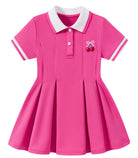 Bright pink girls polo dress with playful color and short sleeves