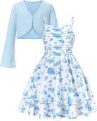 Girls floral dress with matching lightweight cardigan featuring a soft printed dress for spring and summer.