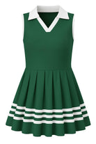 Girls forest green polo dress with comfortable pique fabric and classic A-line design for everyday wear.