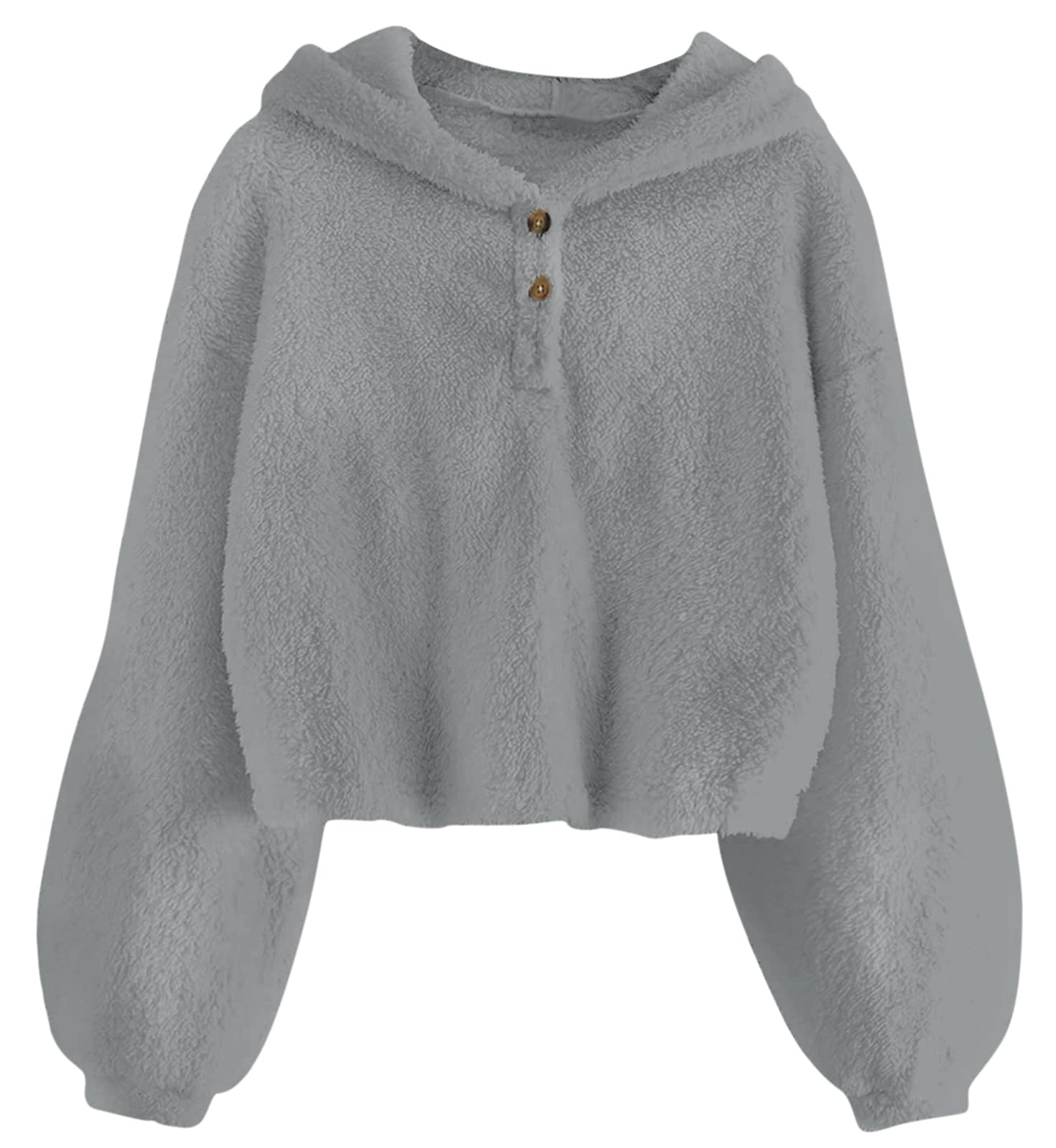 Girls gray fleece pullover hoodie with soft fabric, long sleeves and comfortable relaxed fit for everyday fall and winter wear.