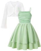 Girls Mint dress with matching cardigan designed for comfortable everyday wear, vacations, and special occasions.