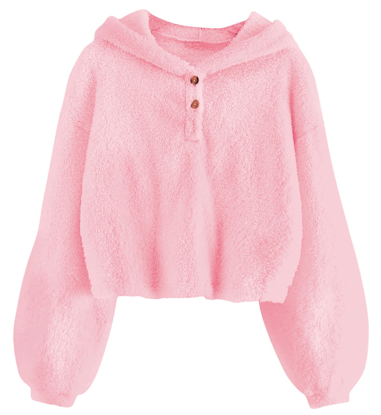 Girls pink fleece pullover hoodie with soft cozy fabric, relaxed fit and long sleeves for school, travel and everyday winter outfits.