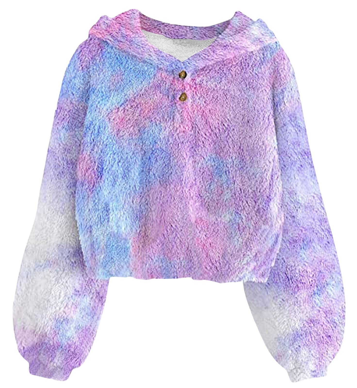 Girls purple gradient fleece pullover hoodie with soft lightweight fabric and relaxed fit for school, travel and cool-weather outfits.