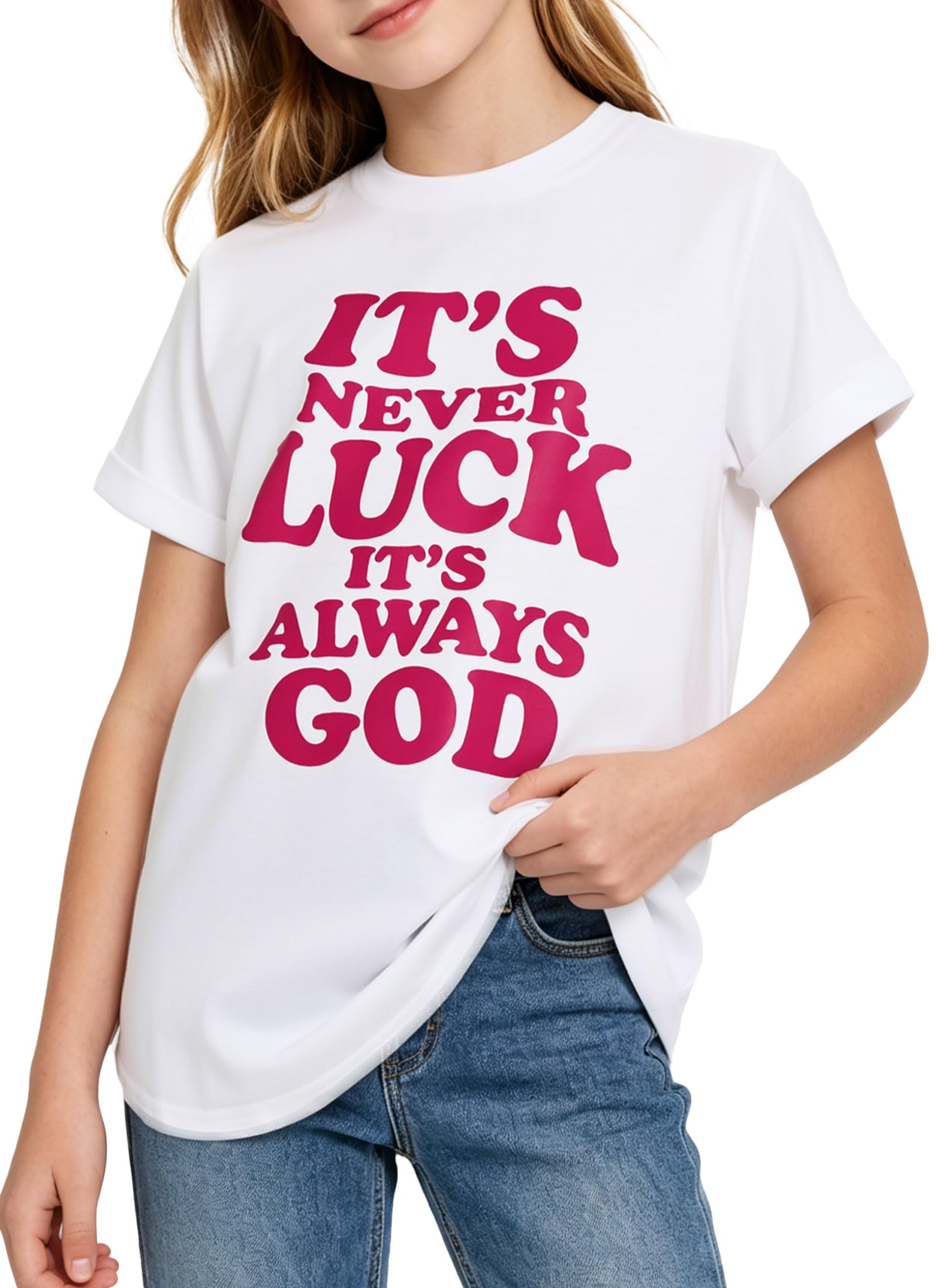 Girls White Graphic Short Sleeve T Shirt