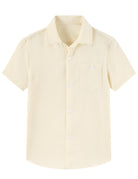 Honey-colored boys polo shirt with lightweight breathable fabric for summer wear.
