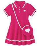 hot pink toddler girls polo collar dress summer outfit