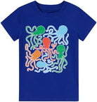 Blue boys t-shirt with colorful octopus sea creature graphics