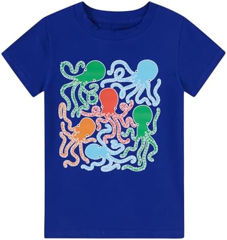 Blue boys t-shirt with colorful octopus sea creature graphics