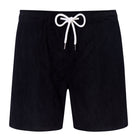 Men black casual shorts with drawstring waist and comfortable fit, suitable for summer vacations and daily wear.