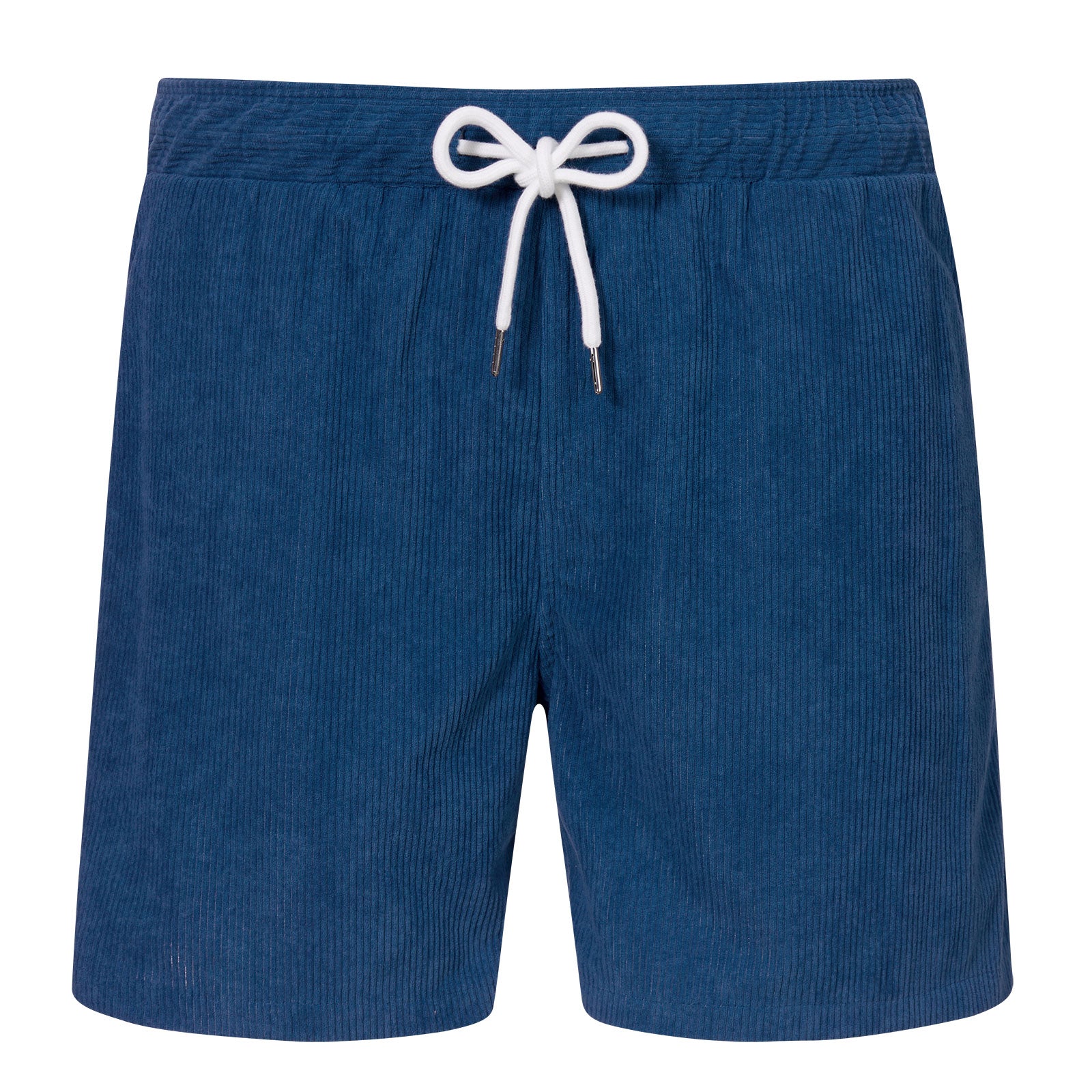 Men blue linen blend shorts with lightweight fabric and relaxed fit, ideal for summer travel and beach wear.