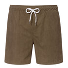 Men khaki linen blend shorts with relaxed fit and drawstring waist, versatile summer shorts for casual outfits.