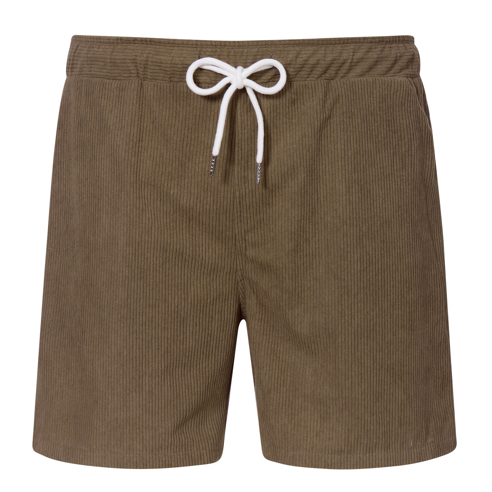 Men khaki linen blend shorts with relaxed fit and drawstring waist, versatile summer shorts for casual outfits.